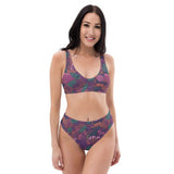 Bikini deportivo estampado de coral morado - El Rincón del Buzo