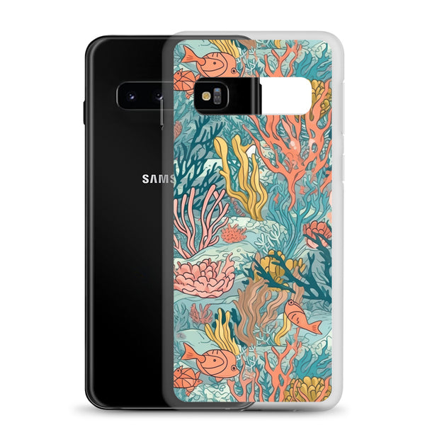 Funda transparente para Samsung® con estampado de coral colores vivos - El Rincón del Buzo