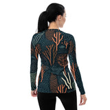 Rashguard Mujer Estampado de Coral Colores Oscuros - El Rincón del Buzo