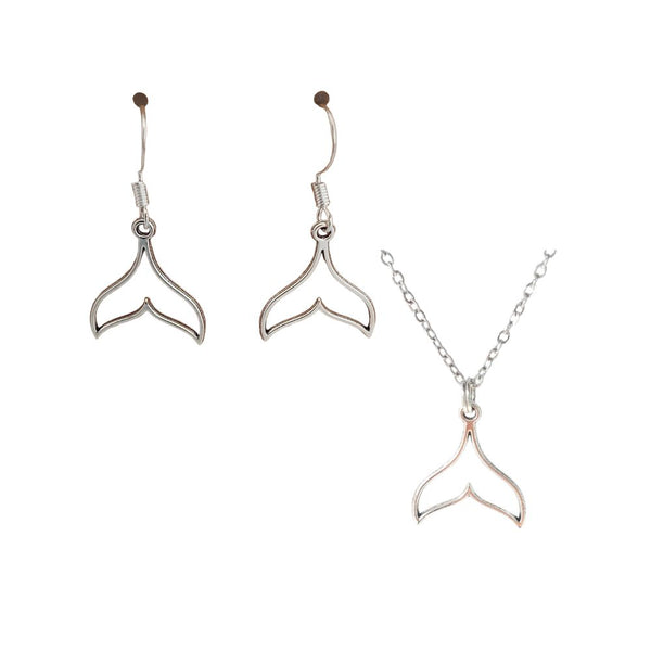 Pack Pendientes + Collar Aleta Ballena