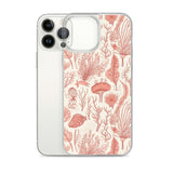 Funda transparente para iPhone® con estampado de coral rojo - El Rincón del Buzo