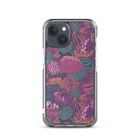 Funda transparente para iPhone® con estampado de coral morado