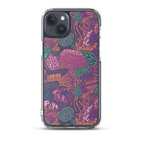 Funda transparente para iPhone® con estampado de coral morado