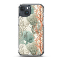 Funda transparente para iPhone® con estampado de coral colores claros