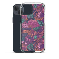 Funda transparente para iPhone® con estampado de coral morado