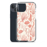 Funda transparente para iPhone® con estampado de coral rojo