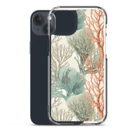 Funda transparente para iPhone® con estampado de coral colores claros