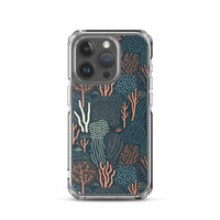 Funda transparente para iPhone® con estampado de coral colores oscuros