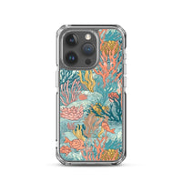 Funda transparente para iPhone® con estampado de coral colores vivos