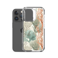 Funda transparente para iPhone® con estampado de coral colores claros
