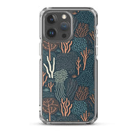 Funda transparente para iPhone® con estampado de coral colores oscuros