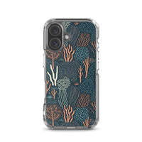 Funda transparente para iPhone® con estampado de coral colores oscuros