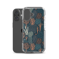 Funda transparente para iPhone® con estampado de coral colores oscuros