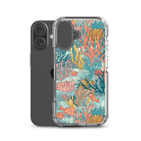 Funda transparente para iPhone® con estampado de coral colores vivos