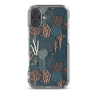 Funda transparente para iPhone® con estampado de coral colores oscuros