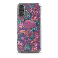 Funda transparente para iPhone® con estampado de coral morado