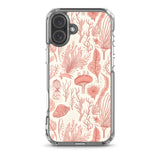 Funda transparente para iPhone® con estampado de coral rojo