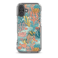 Funda transparente para iPhone® con estampado de coral colores vivos