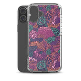 Funda transparente para iPhone® con estampado de coral morado