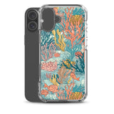 Funda transparente para iPhone® con estampado de coral colores vivos