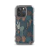 Funda transparente para iPhone® con estampado de coral colores oscuros