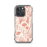 Funda transparente para iPhone® con estampado de coral rojo