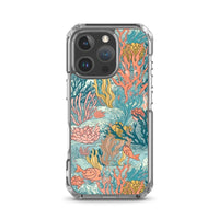 Funda transparente para iPhone® con estampado de coral colores vivos