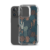 Funda transparente para iPhone® con estampado de coral colores oscuros