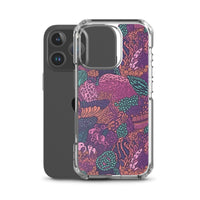 Funda transparente para iPhone® con estampado de coral morado