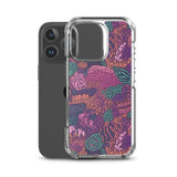 Funda transparente para iPhone® con estampado de coral morado