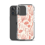 Funda transparente para iPhone® con estampado de coral rojo