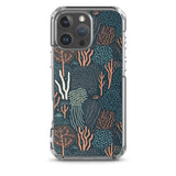 Funda transparente para iPhone® con estampado de coral colores oscuros