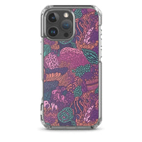 Funda transparente para iPhone® con estampado de coral morado