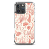 Funda transparente para iPhone® con estampado de coral rojo