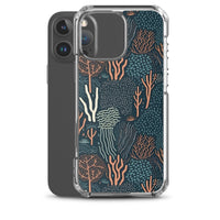 Funda transparente para iPhone® con estampado de coral colores oscuros