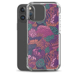 Funda transparente para iPhone® con estampado de coral morado