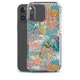 Funda transparente para iPhone® con estampado de coral colores vivos