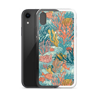 Funda transparente para iPhone® con estampado de coral colores vivos - El Rincón del Buzo