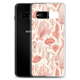 Funda transparente para Samsung® con estampado de coral Rojo - El Rincón del Buzo