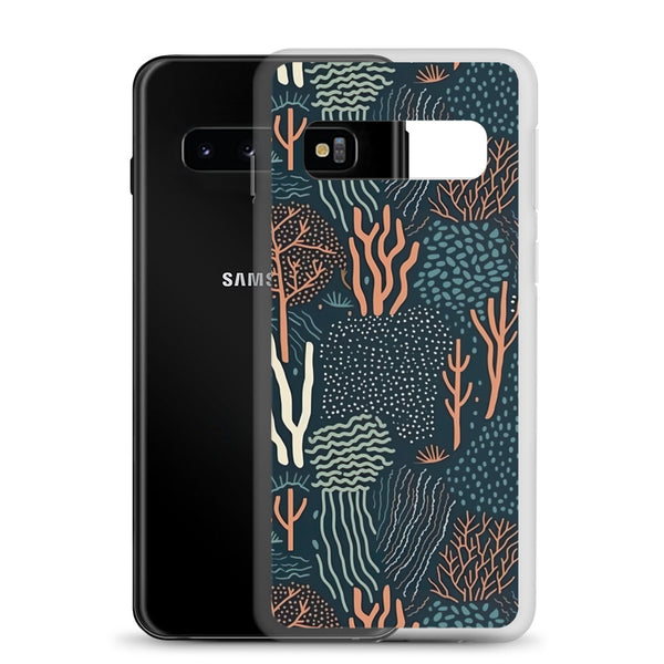 Funda transparente para Samsung® con estampado de coral colores oscuros - El Rincón del Buzo