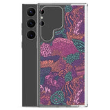 Funda transparente para Samsung® con estampado de coral morado