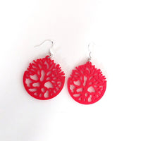 Pendientes Grandes Coral Rojo Redondo