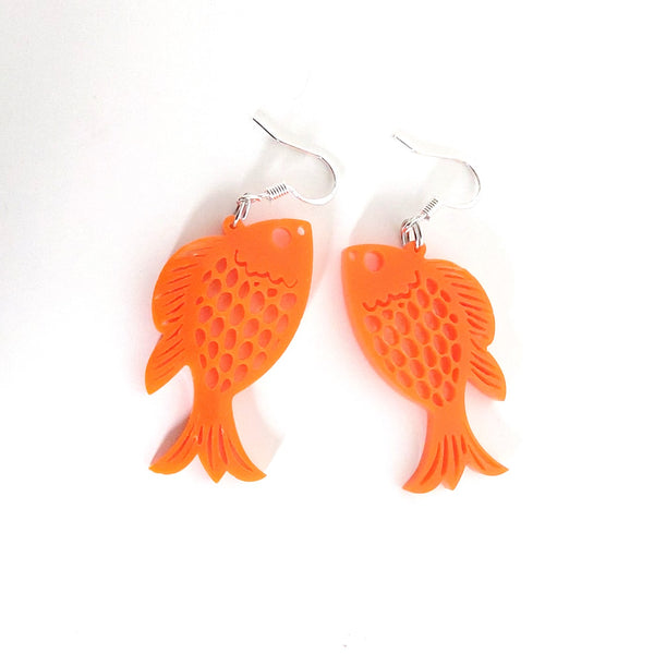 Pendientes Grandes Pez Naranja